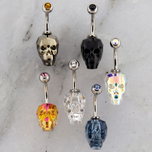 SKULL CZ NAVEL RING