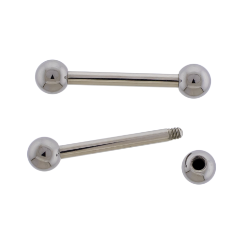 STEEL STRAIGHT BARBELL EXTERNALLY THREADED 14G 1/2" 4MM BALL