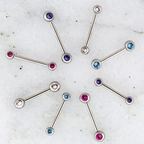 STEEL INTERNALLY THREADED FORWARD FACING GEM BALL NIPPLE BARS