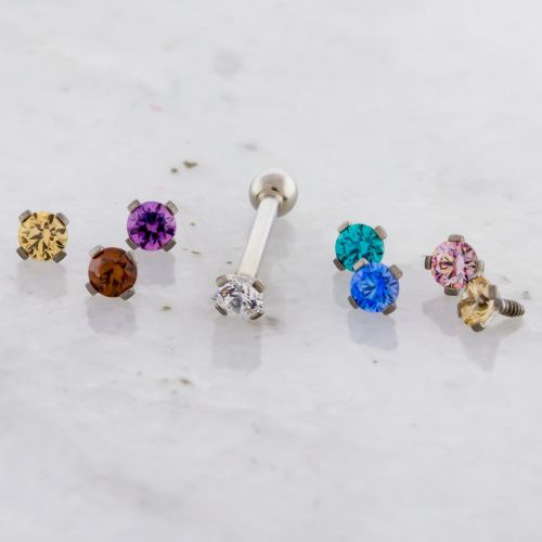 16G/18G TITANIUM BARBELL W/ ROUND GEMS