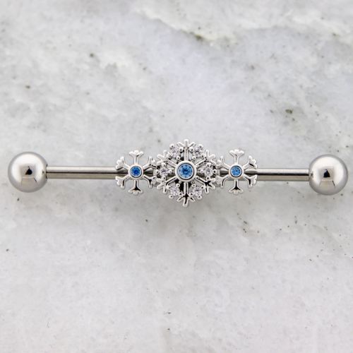 14G Industrial Bar Snowflake Trio w/ Gems