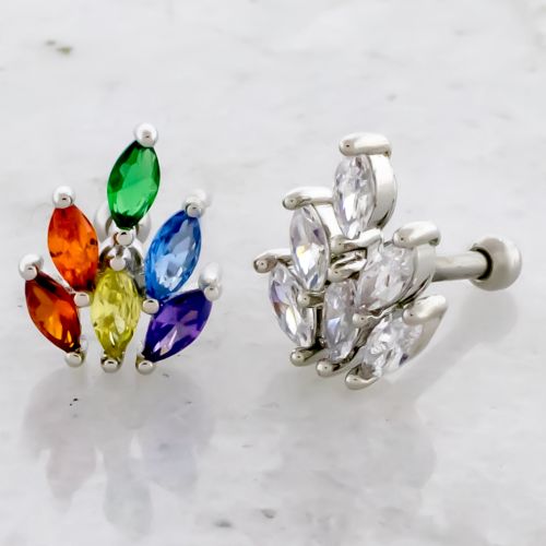 16G MARQUISE GEM CLUSTER TRAGUS EAR BARBELL