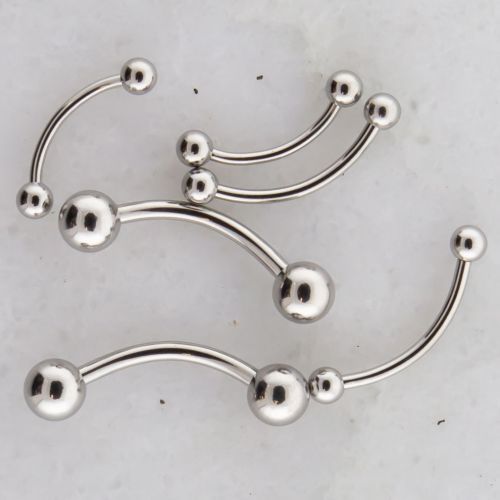 18G STEEL EXTERNALLY THREADED CURVED BARBELLS