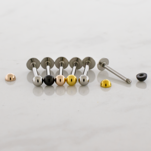 16g Externally Threaded Steel Labret w/ Dome End