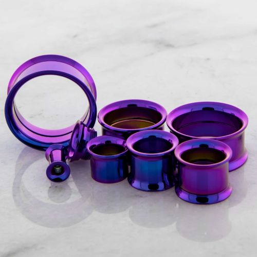 DARK PURPLE ANODIZED INTERNALLY THREADED TUNNELS 