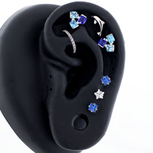 Steel Internally Threaded- Oceana Ear Curation- Arctic Blue