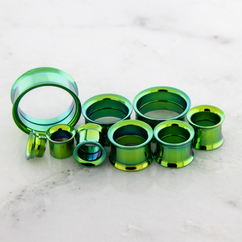 GREEN ANODIZED INTERNALLY THREADED TUNNELS 