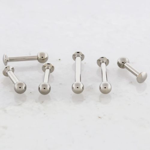 16G & 18G STEEL HELIX LABRET W/ PLAIN BALL