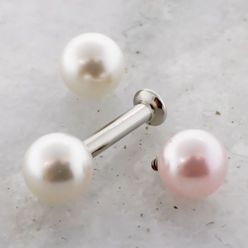 18G/16G STEEL HELIX LABRET  W/ PEARL BALL