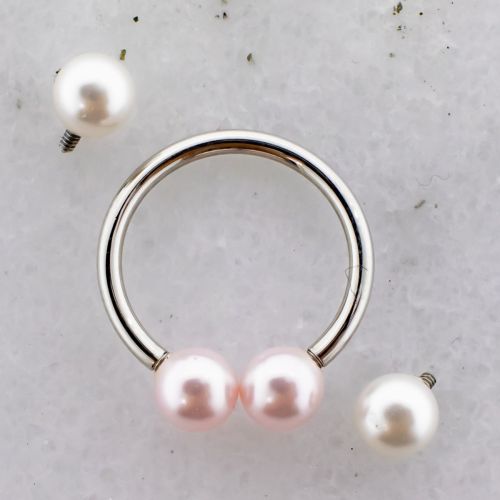 16G Steel Horseshoe W/ Pearl Balls