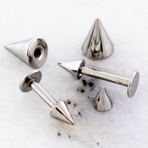 14G Externally Threaded Steel Labret w/ Cone