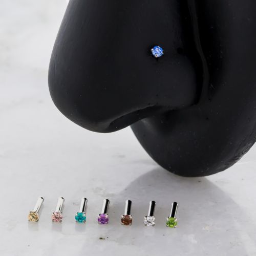 Steel Prong Set Nose Bones With Premium Zirconia