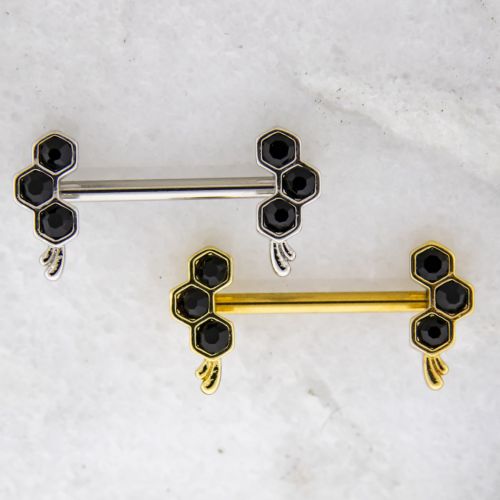 14G Nipple Bar w/ Dripping Honeycomb