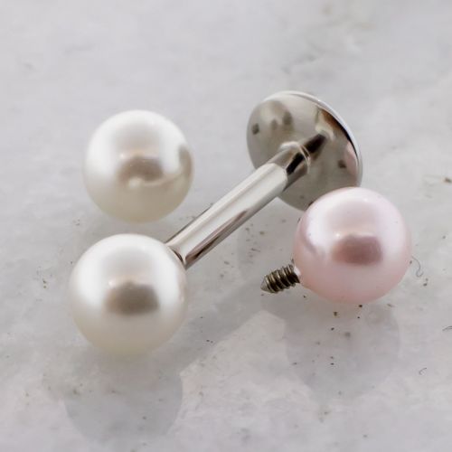 14G Steel Labret W/ Pearl Ball