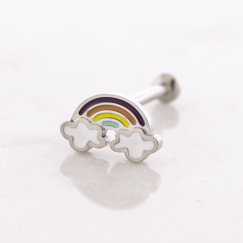 18g/16g Steel Internally Threaded Labret w/ Epoxy Rainbow End