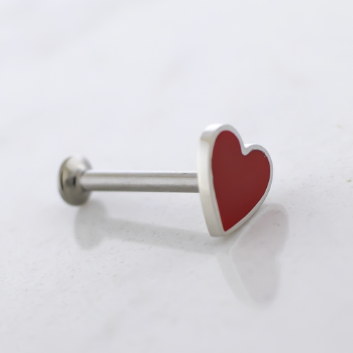 18g/16g Steel Internally Threaded Labret w/ Epoxy Heart End