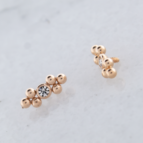 Steel Internally Threaded Bead Cluster w/Gem