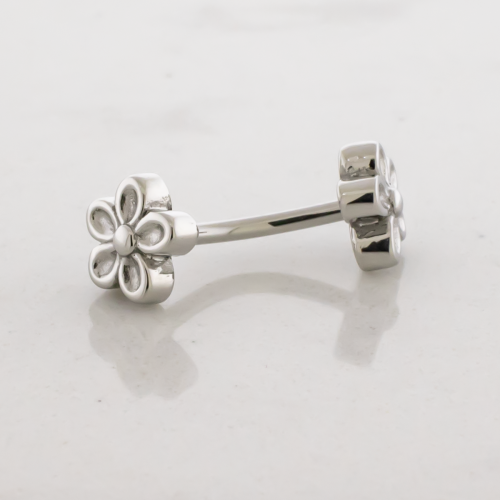 16G Externally Threaded Steel Curve w/ Flower Ends