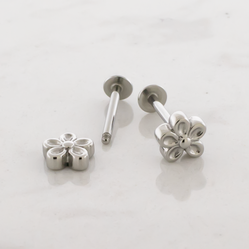 16g Externally Threaded Steel Labret w/ Flower End