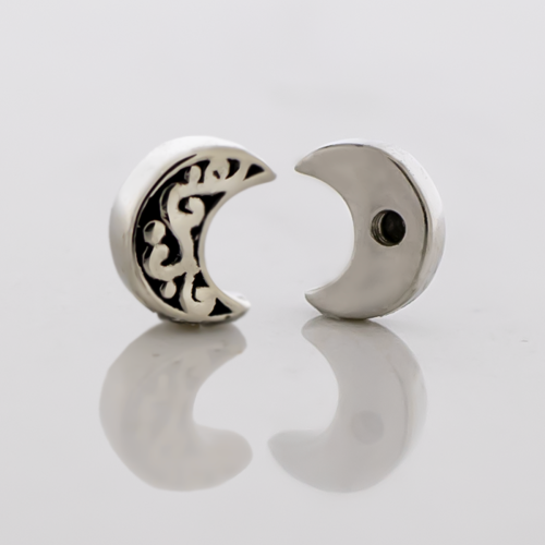 Steel Externally Threaded End - Filigree Crescent Moon 16g