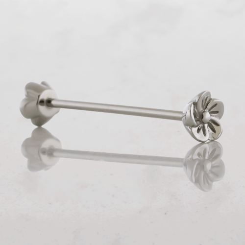 16G Externally Threaded Steel Barbell w/ Blossom Ends