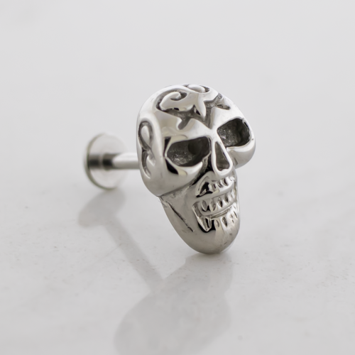 16g Externally Threaded Steel Labret w/ Skull End