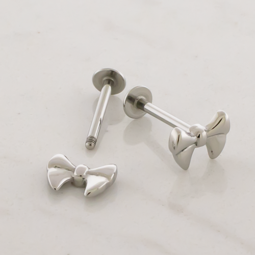 16g Externally Threaded Steel Labret w/ Bow End