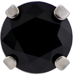 14G STEEL PRONG SET ROUND PREMIUM ZIRCONIA-1.6MM (14G)-2.5MM- CERAMIC BLACK