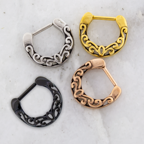 STEEL CAST FILIGREE SEPTUM CLICKER