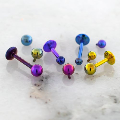 18G/ 16G Titanium Internally Threaded Labret w/ Plain Ball Ends