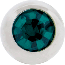 14G INTERNALLY THREADED STEEL GEM BALL - EMERALD GREEN 4MM