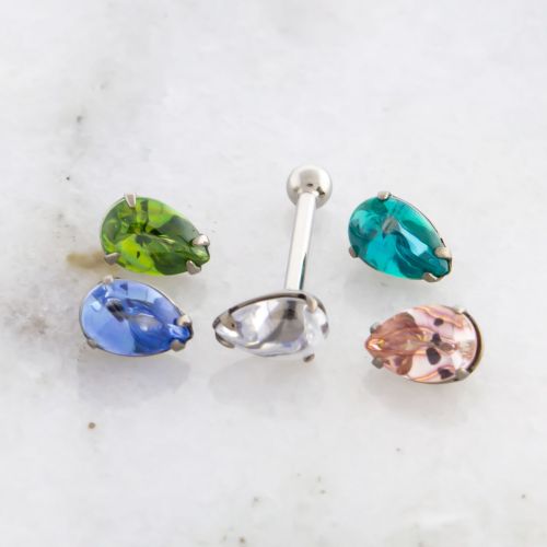 18G TITANIUM LIQUID PEAR CUT GEM BARBELL