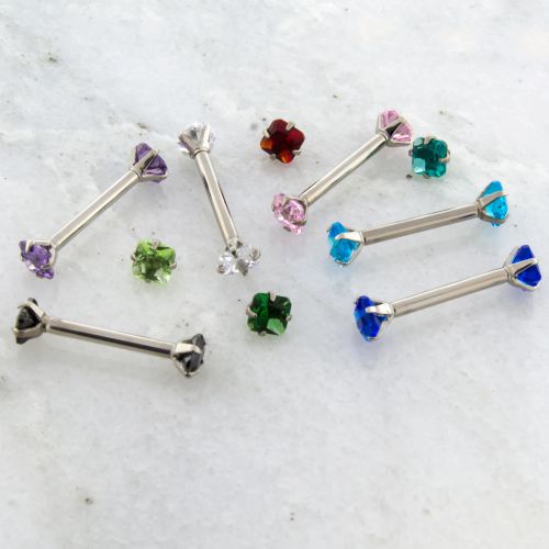 16G TITANIUM BARBELL W/ RADIANT GEM