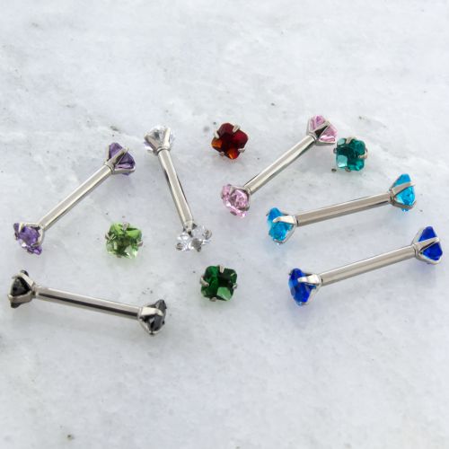 16G STEEL BARBELL W/ RADIANT GEM