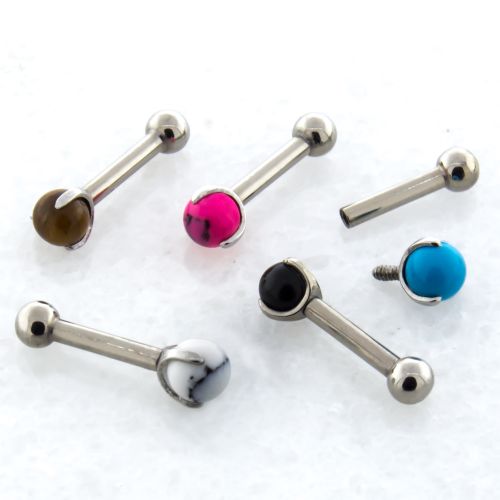 18G TITANIUM BARBELL W/ CLAW CABOCHON