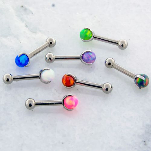 18G TITANIUM BARBELL W/ CLAW OPAL