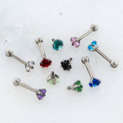 18G STEEL BARBELL W/ RADIANT GEM