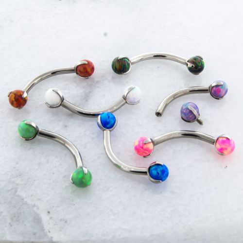 16G TITANIUM CURVE W/ CLAW OPAL