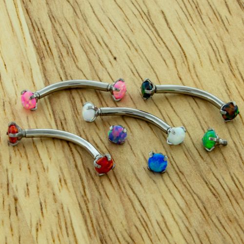 14G TITANIUM CURVE W/ PRONG OPAL