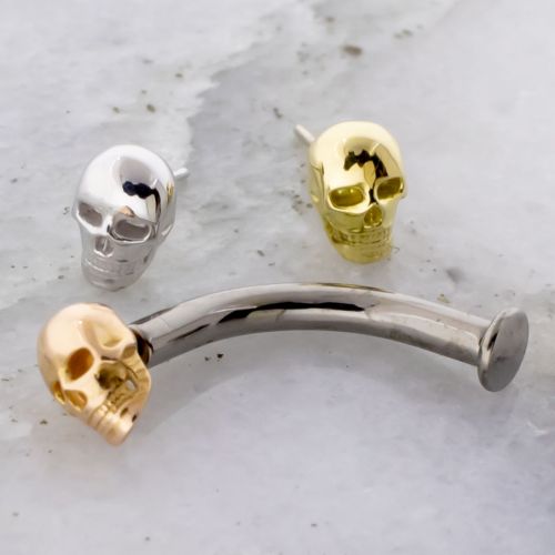 Titanium Floating Navel with 18KT Gold Skull End