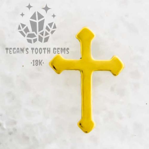 TEGAN'S TOOTH GEMS 18KT GOLD MIDEVIL CROSS