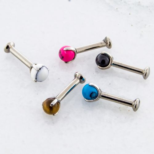 18G/16G Steel Labret w/ Claw Set Cabochon