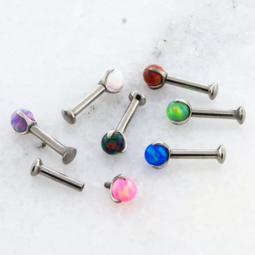 18G/16G  STEEL HELIX LABRET  W/ CLAW OPAL