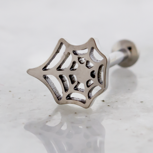 Titanium Threadless Helix Labret w/ Spider Web End