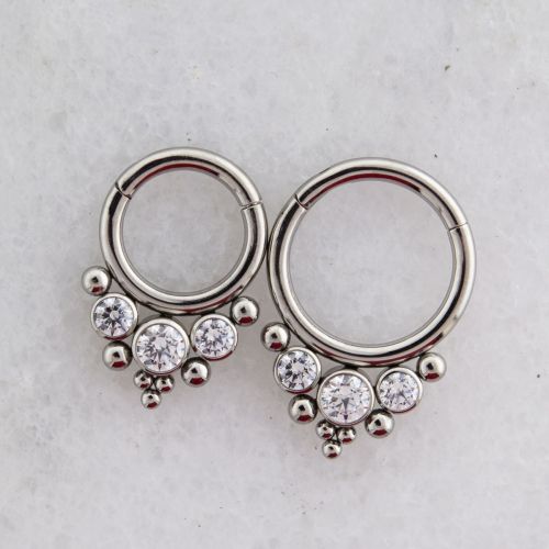  16G TITANIUM BEADED CLUSTER CLICKER WITH PREMIUM ZIRCONIA