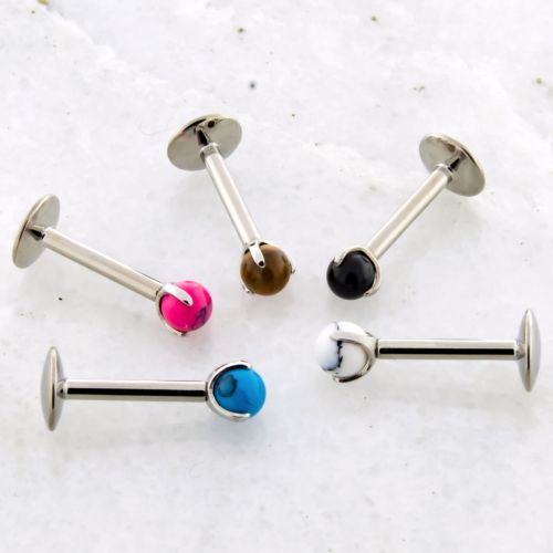 18G/16G Titanium Internally Threaded Labret w/ Claw Cabochon