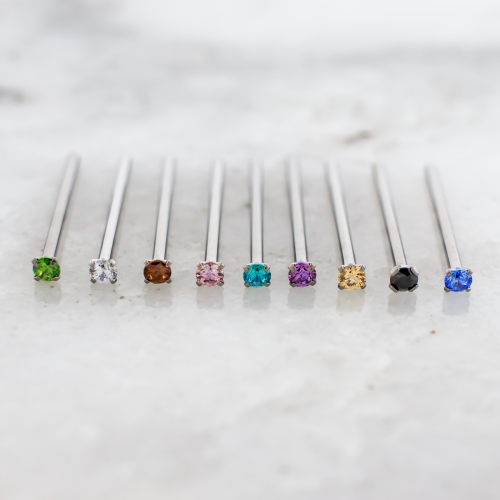 TITANIUM PRONG SET NOSE PINS WITH PREMIUM ZIRCONIA