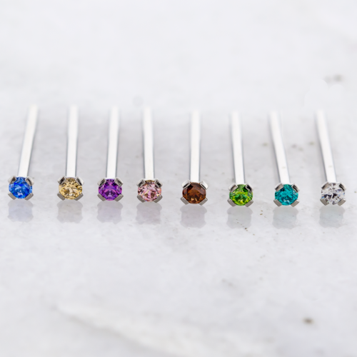 Steel Prong Set Nose Pins With Premium Zirconia