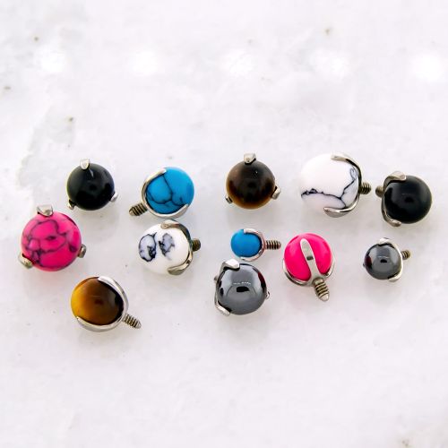 Steel Internally Threaded End - Claw Set Cabochon 14G