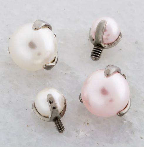 Titanium Internally Threaded End - Claw set Pearl 14G-18G